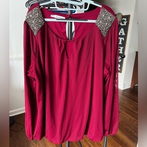 Maurices Burgundy Embellished Blouse